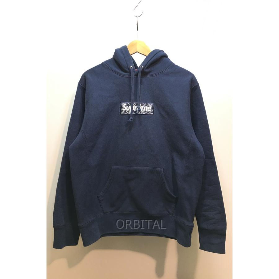 Supreme ブラック パーカー ボックスロゴ ペイズリー