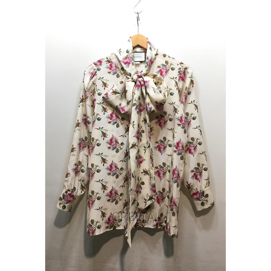 経堂) GUCCI グッチ シルクボウタイフローラルシャツブラウス 