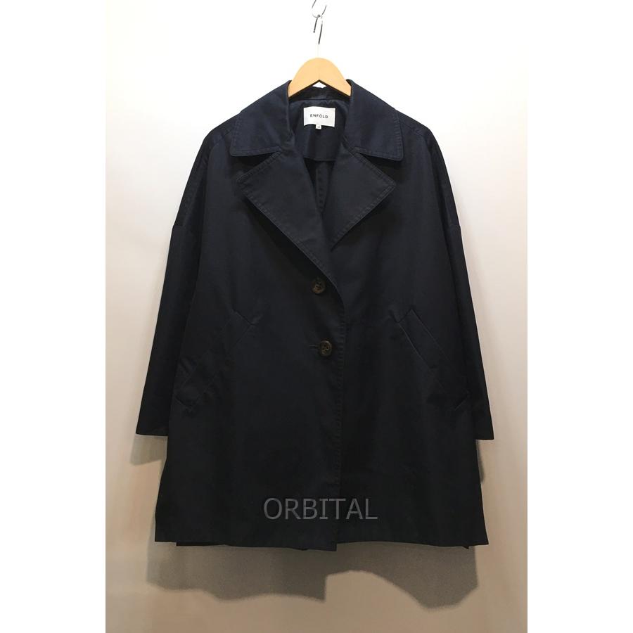 ENFOLD シャンブレーギャバコクーン コート 38 ネイビー