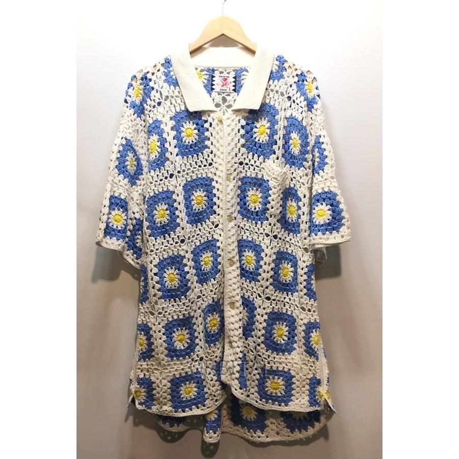 最安値】サノバチーズ　フラワー　シャツ　花柄　M 経堂) SON OF THE CHEESE サノバチーズ Flower Knit Shirt