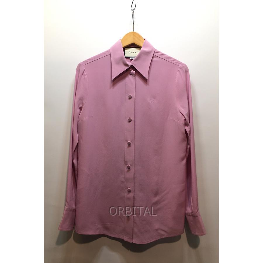 経堂) GUCCI グッチ GGロゴ シルクロングスリーブブラウス 627407 