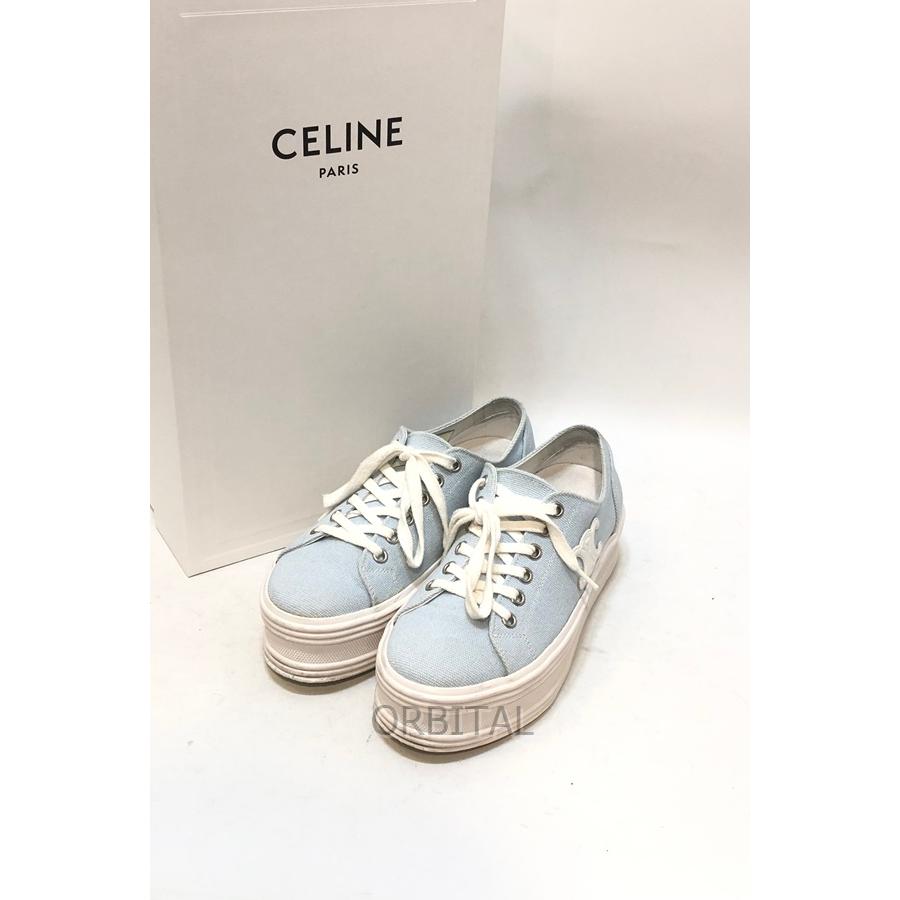 CELINE 経堂) セリーヌ トリオンフ キャンバス 厚底 スニーカー