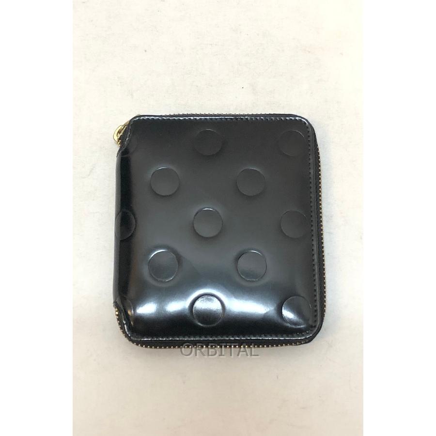 コムデギャルソン　ポルカドット　ラウンドファスナー　折り財布　オールブラック　黒 COMME des GARCONS 経堂) コムデギャルソン ポルカドット