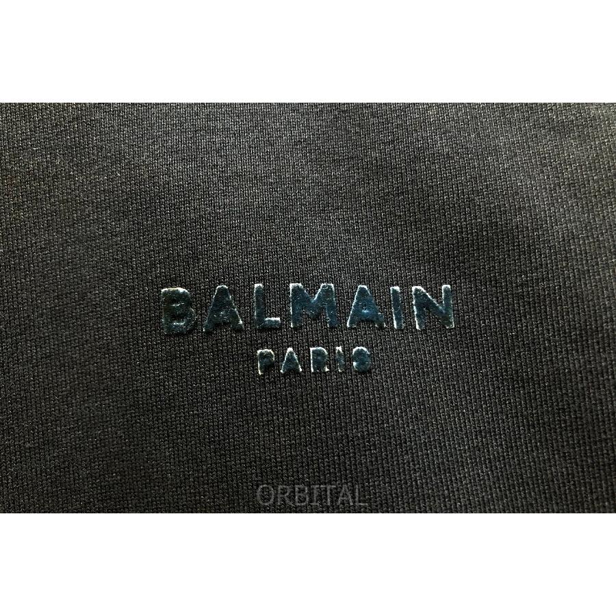 BALMAIN バルマン フロッキーフロントロゴプリントクルーネックスウェットトレーナー レッド 経堂) BALMAIN バルマン フロッキーロゴ スウェットプルオーバー