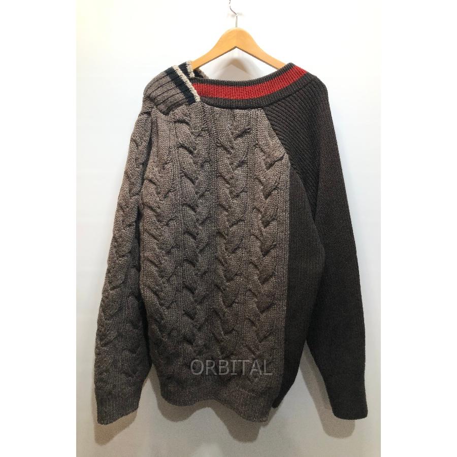 Kolor 21aw クレイジーパターンニット ドッキングニット　ブラウン 経堂) KOLOR カラー 21AW CRAZY PATTERN KNIT クレイジー