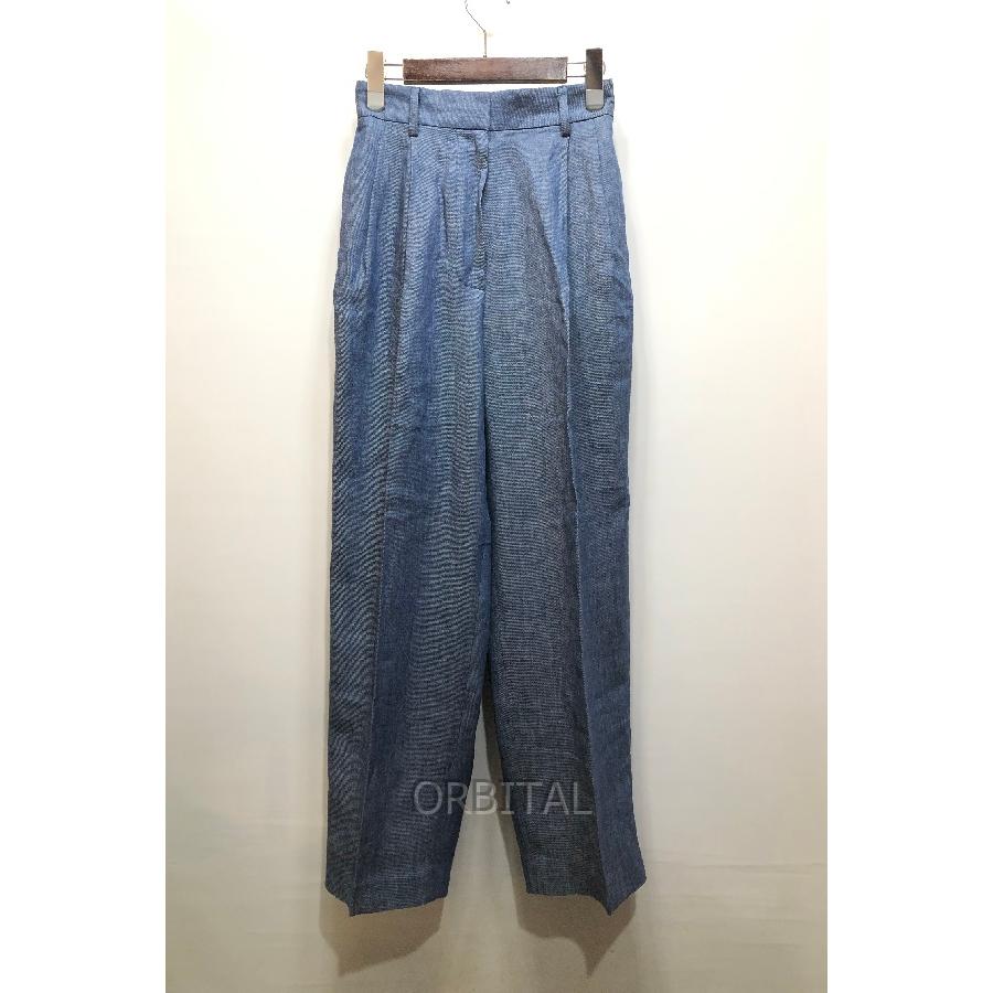conte リネン100% デニムライク タック ワイドパンツ 経堂) コンテ conte デニムライク タック ワイドパンツ リネン