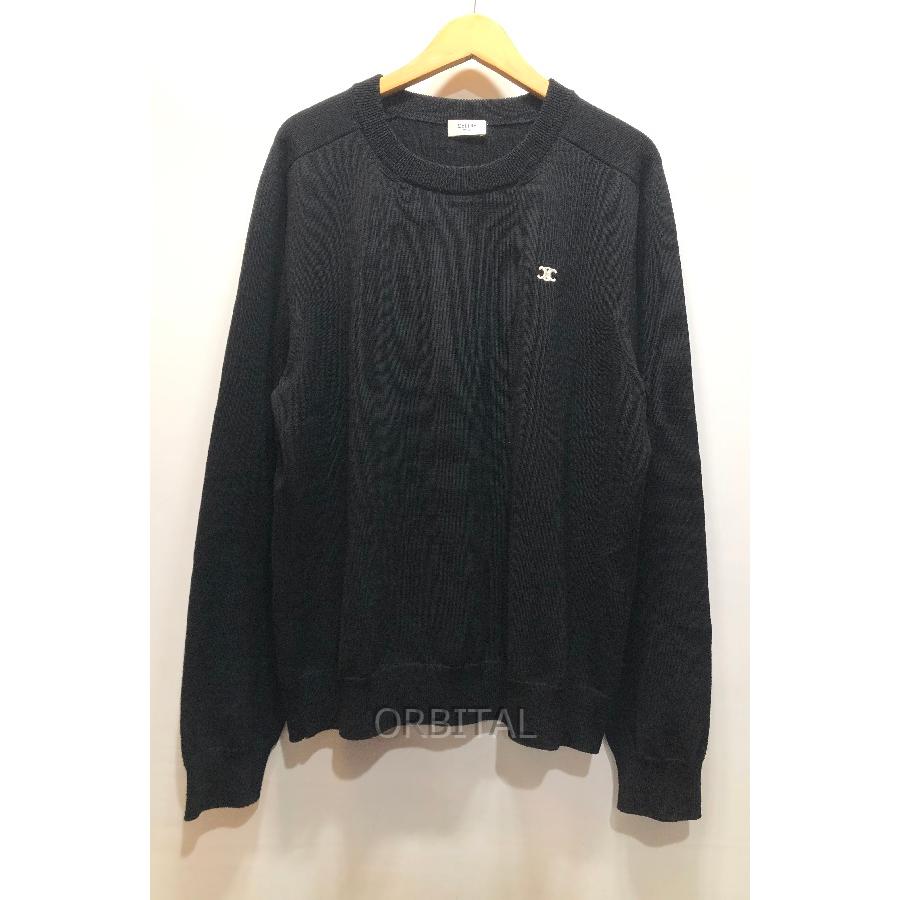 CELINE / トリオンフクルーネックセーター/S/ウール/BLK/2AH80322U.38NO CELINE 経堂) セリーヌ トリオンフ クルーネック セーター ウール