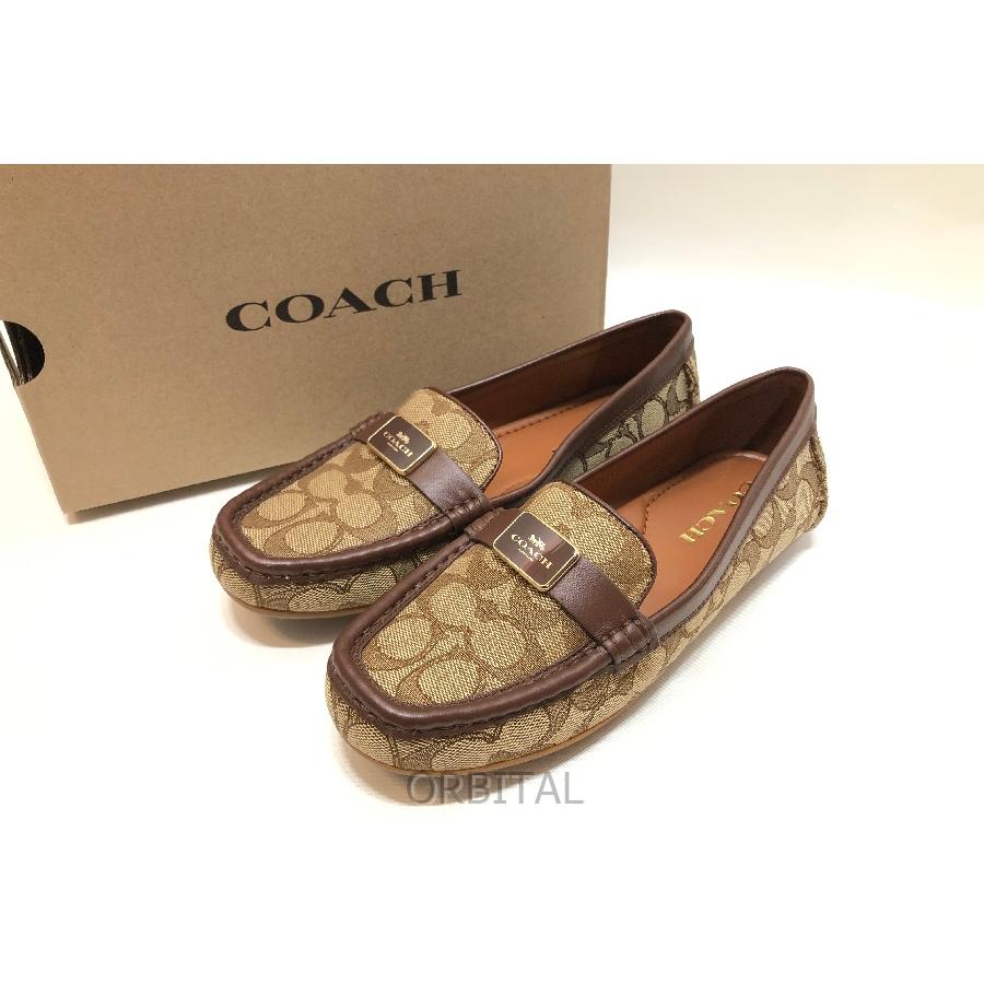 新品同様　コーチ　モナドライバー　シグネチャー柄　ローファー　フラット　24.5 COACH（コーチ） 経堂) モナ ドライバー シグネチャー ジャカード