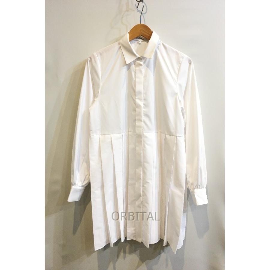 ENFOLD ホワイト プリーツシャツ