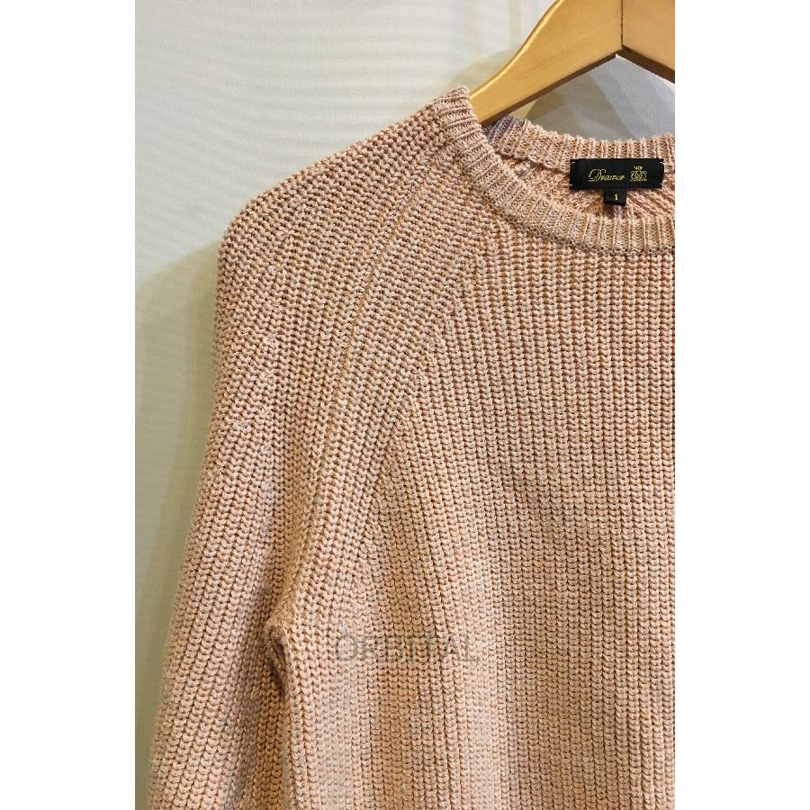 Drawer - ドゥロワー 7G 畦編み クルーネックプルオーバー ニット 二子玉)Drawer ドゥロワー 7G畦編みクルーネックプルオーバー