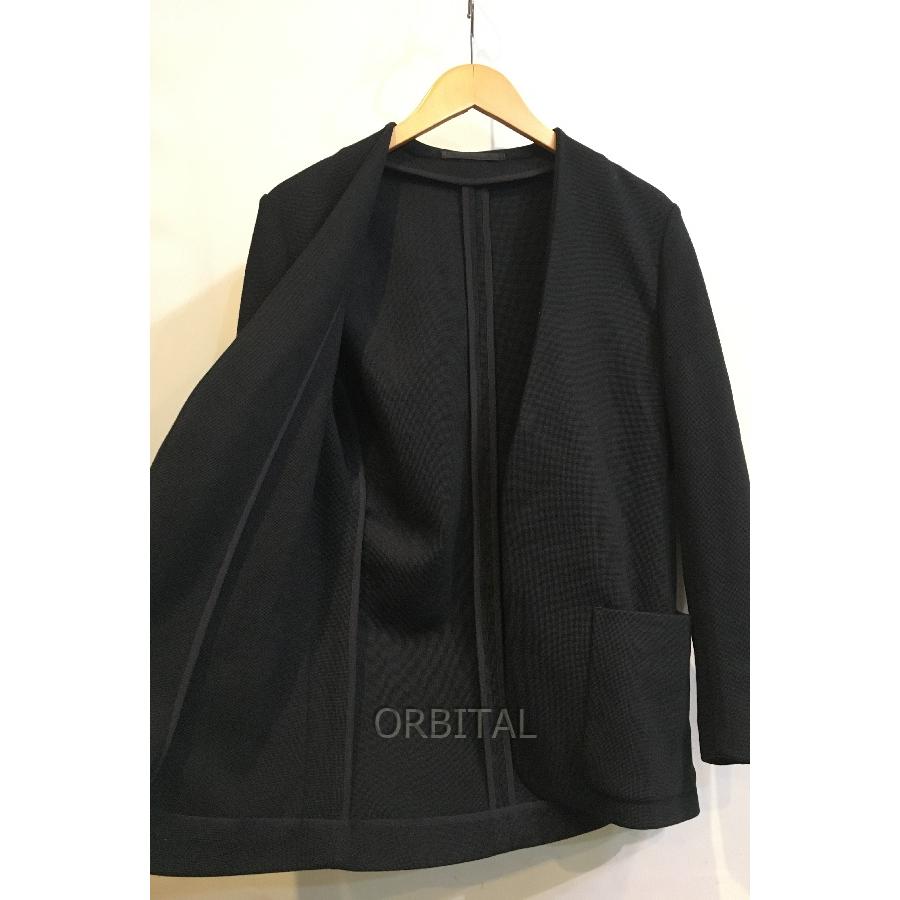 新品タグ付き　シルクカシミヤ ミラノリブノーカラージャケット　ネイビー ウールシルクピンドット ノーカラージャケット(71112401-2024
