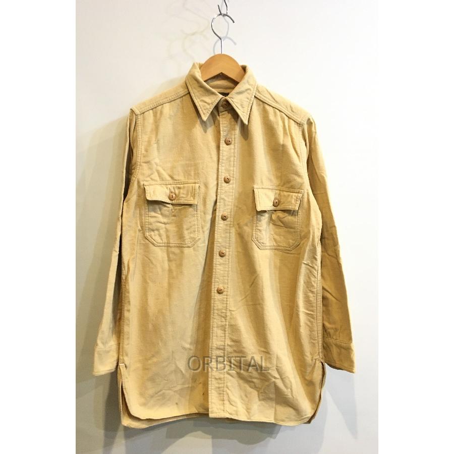 【希少 美品】RRL ワークシャツ シャモアクロス 起毛 刺繍 ベージュ S 二子玉)L.L.Bean エルエルビーン 30Sビンテージ シャモアクロスシャツ
