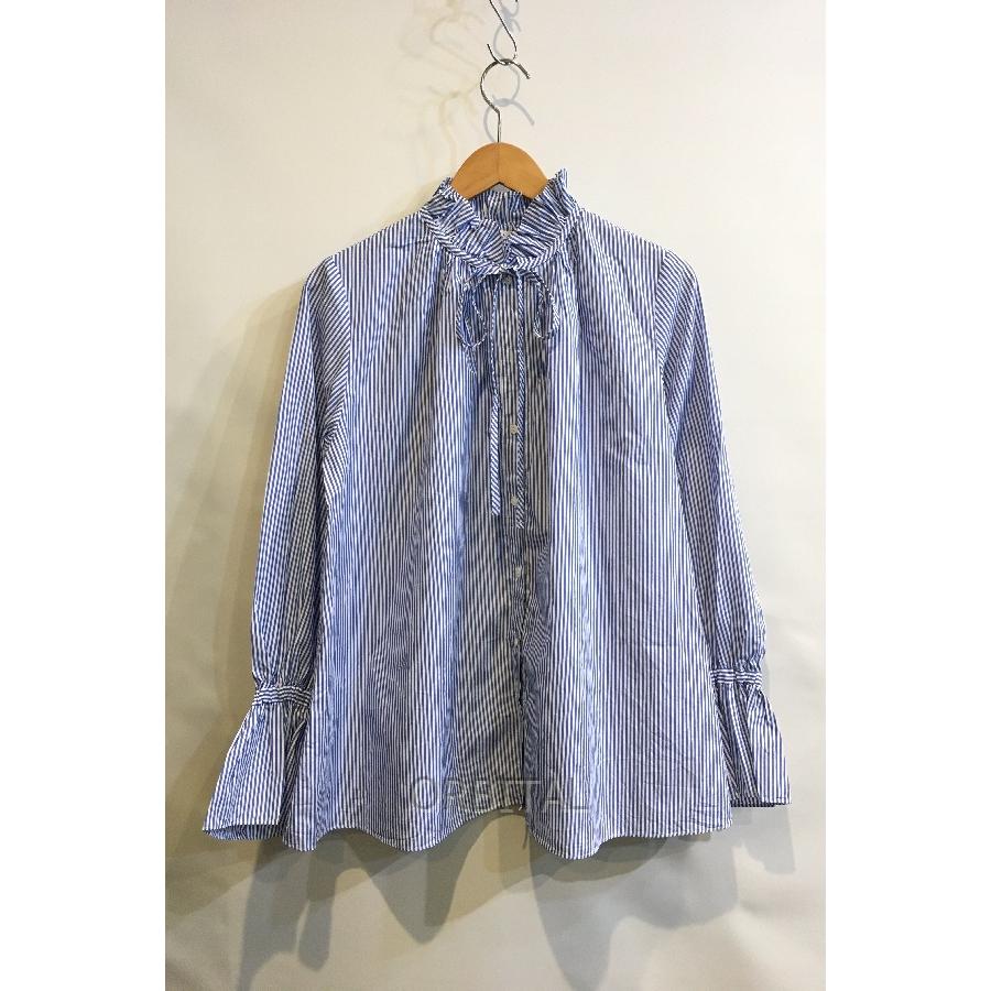 二子玉)IENA イエナ 21AW ストライプコットンフリルブラウス 定価 