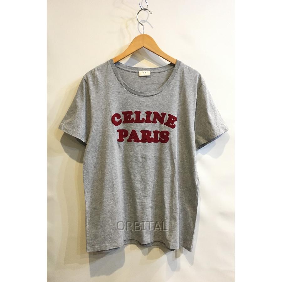 二子玉)CELINE セリーヌ フロックロゴTシャツ グレー コットン 綿 半袖