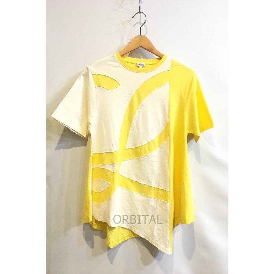 ロエベTシャツアナグラムアシンメトリーイエローXS コットン
