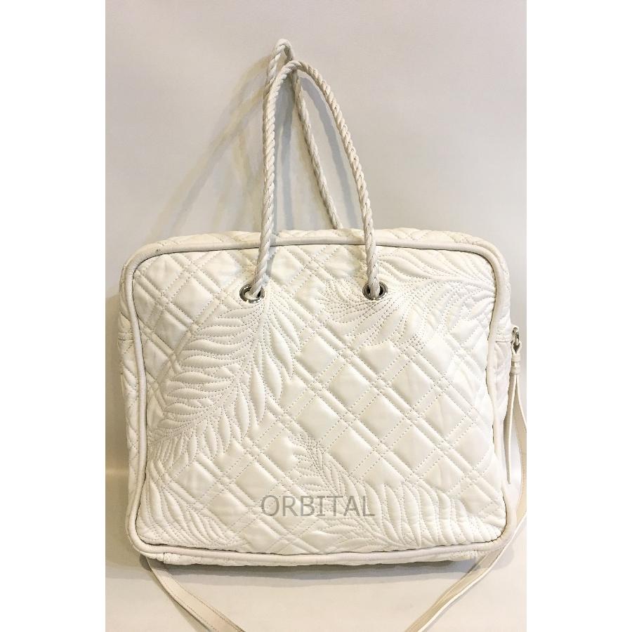 二子玉)Balenciaga バレンシアガ ブランケットスクエアショルダーバッグ 2WAY トート レザー ホワイト 白 大容量 ※汚れ有