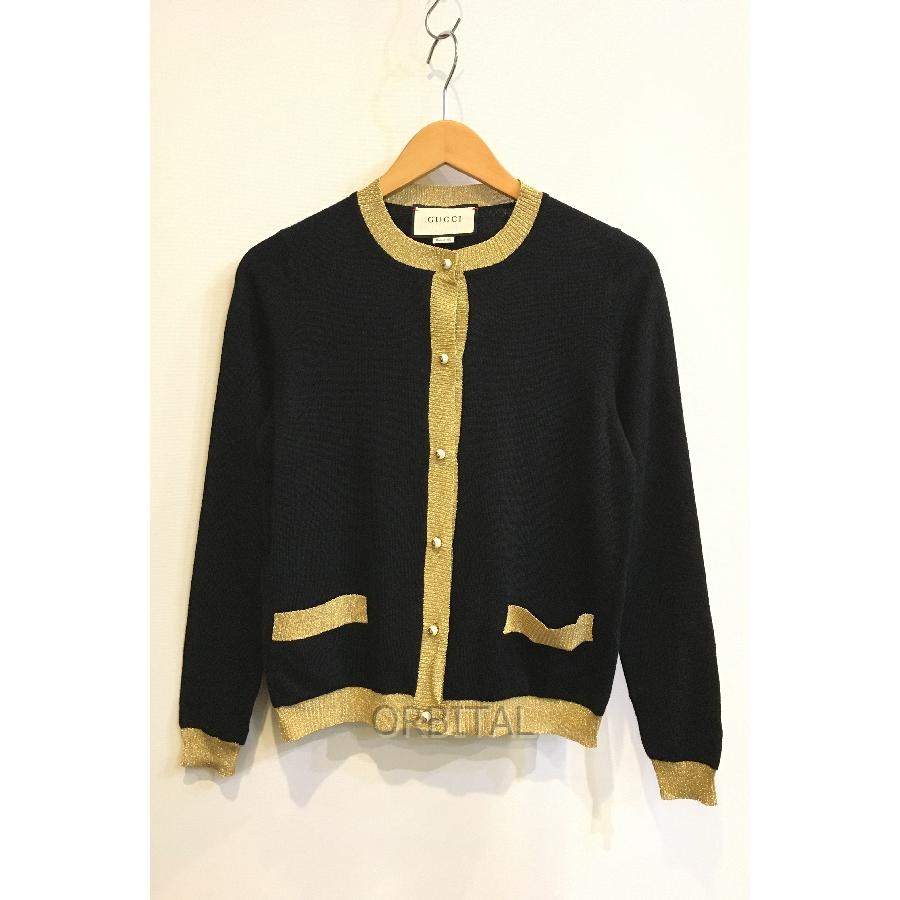 二子玉)GUCCI グッチ カシミヤシルク ニットカーディガン ブラック