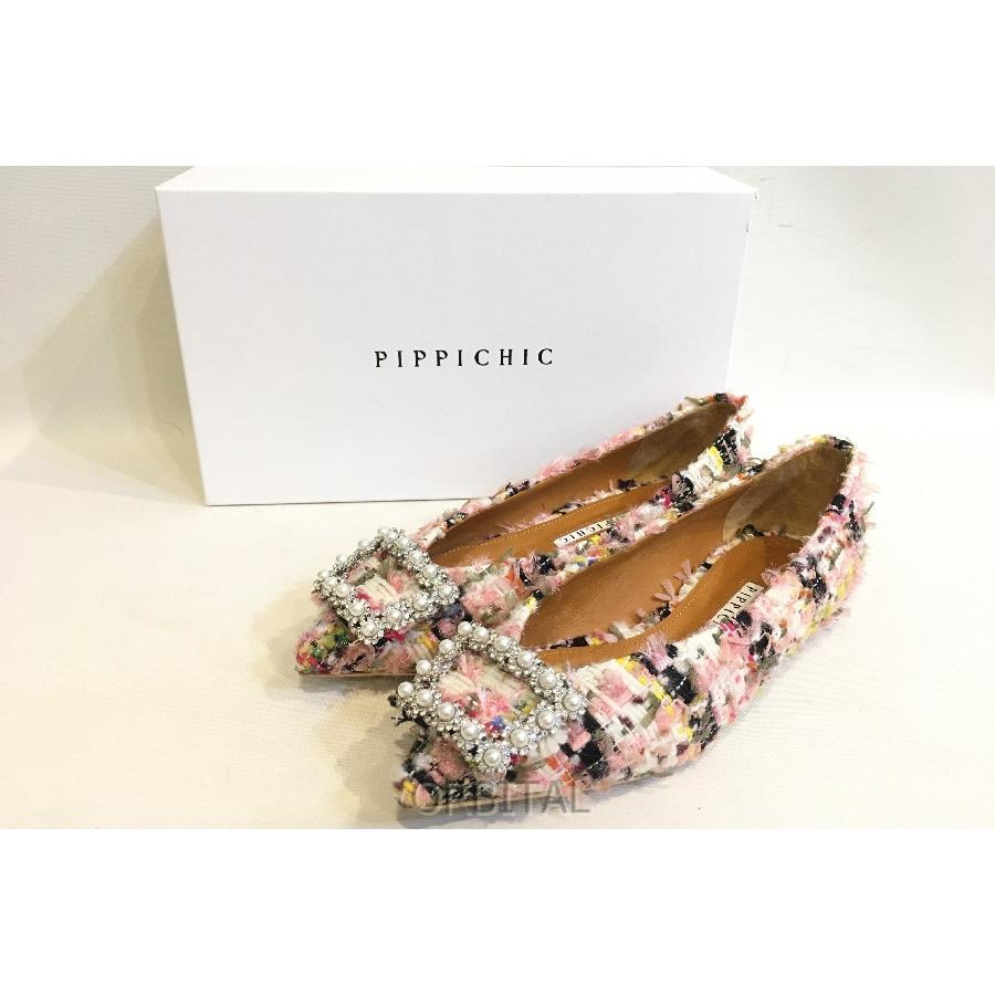 二子玉) PIPPICHIC ピッピシック ビジューツイードパンプス 二子玉) PIPPICHIC ピッピシック ビジューツイードパンプス