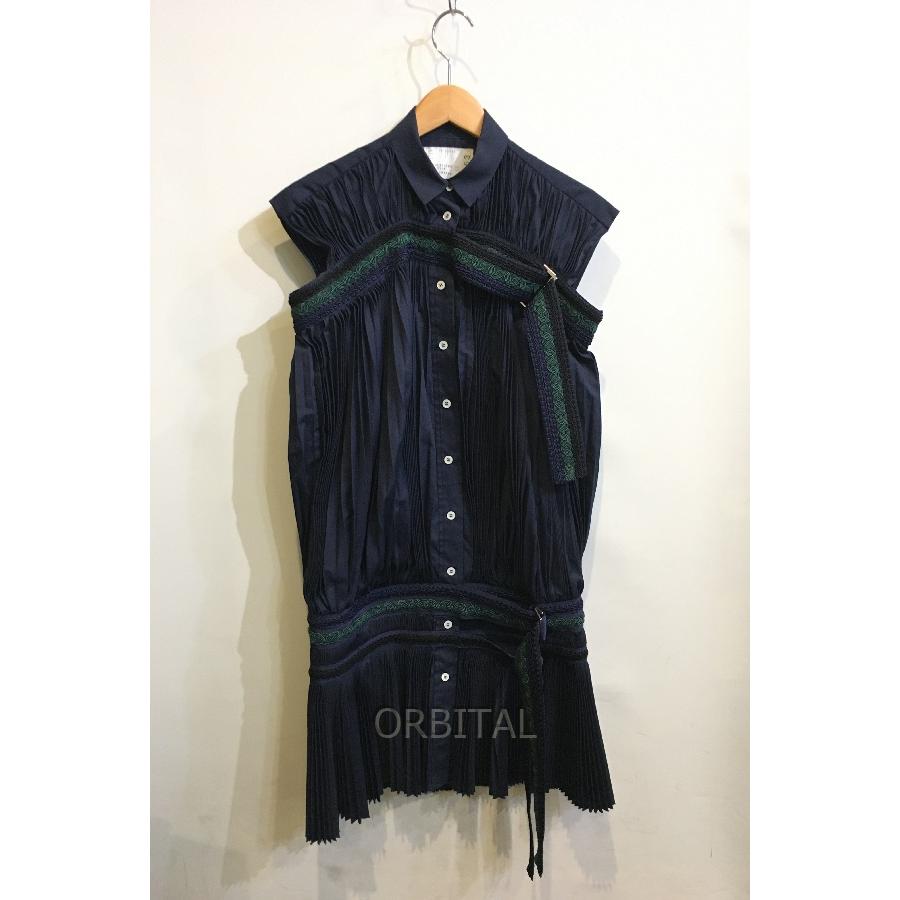 二子玉)sacai サカイ プリーツベルテッドワンピース ノースリーブ