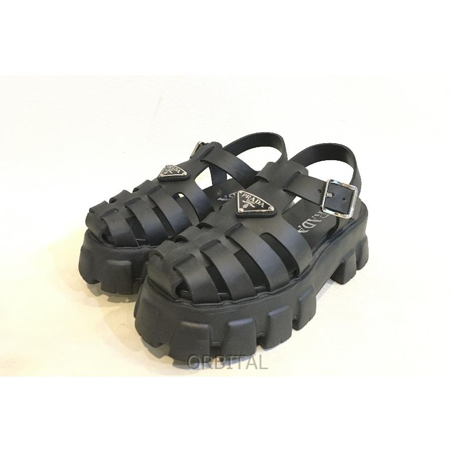 二子玉)プラダ PRADA モノリス ラバー サンダル ブラック 二子玉)プラダ PRADA モノリス ラバー サンダル ブラック