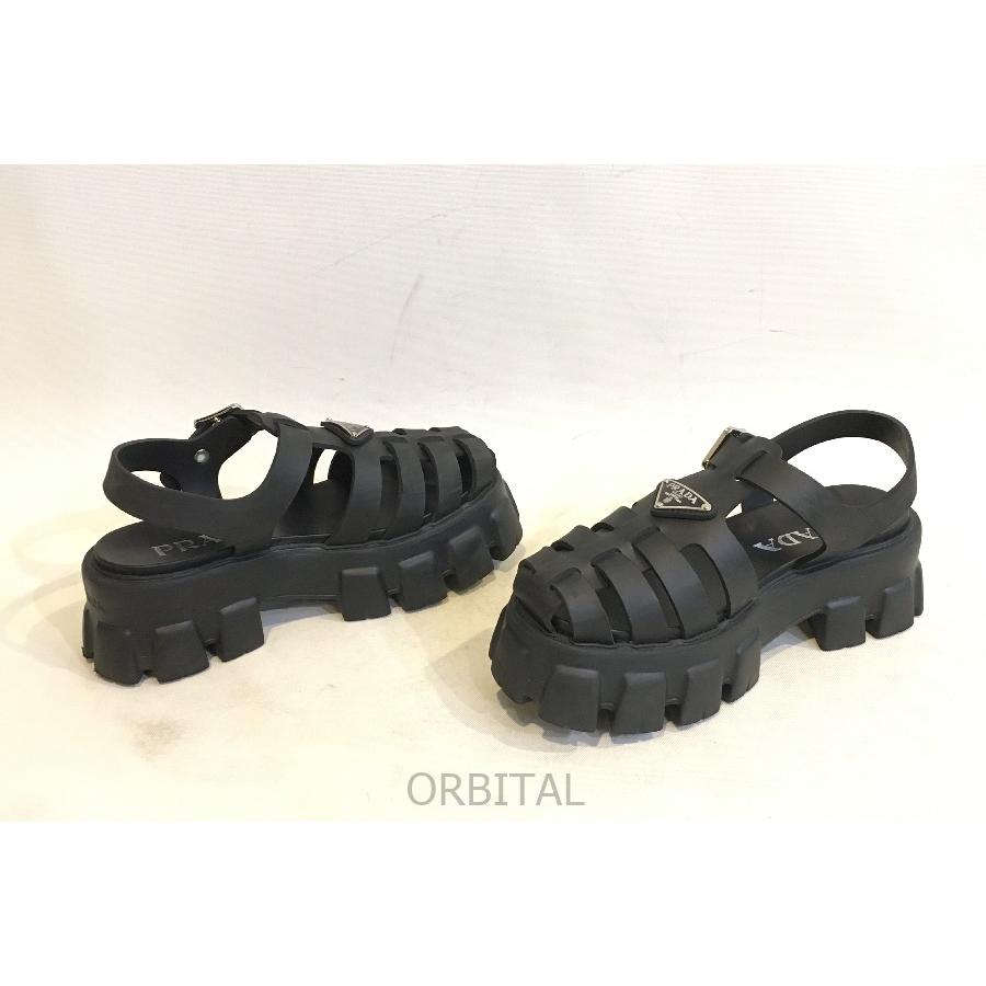 二子玉)プラダ PRADA モノリス ラバー サンダル ブラック 二子玉)プラダ PRADA モノリス ラバー サンダル ブラック