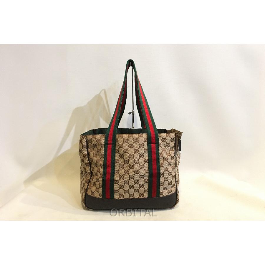 二子玉) GUCCI グッチ GG柄キャンバスレザートートバッグ 134931 鞄 