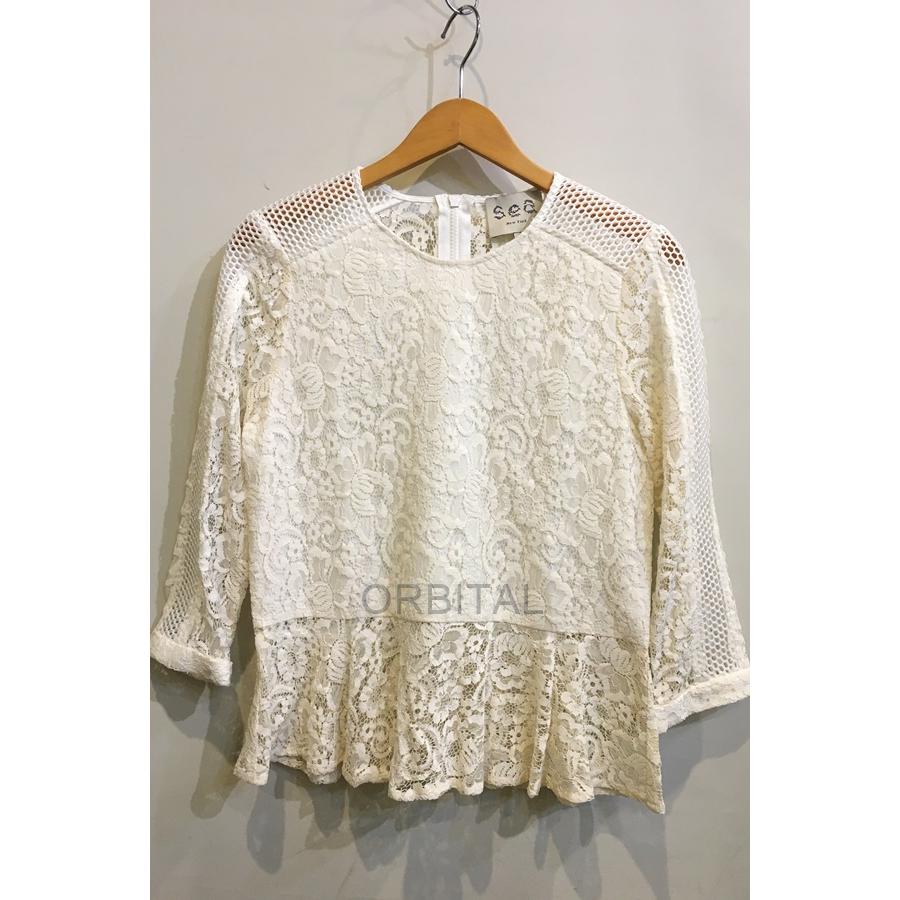 二子玉) Sea NEW YORK シーニューヨーク レース × メッシュ 切替 