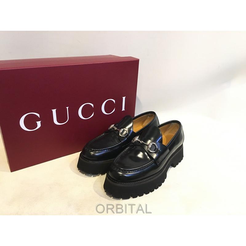 GUCCI ホースビットローファー 37C 24cm ブラック 黒 レディース 二子玉)GUCCI グッチ ホースビットローファー レザー プラットフォーム