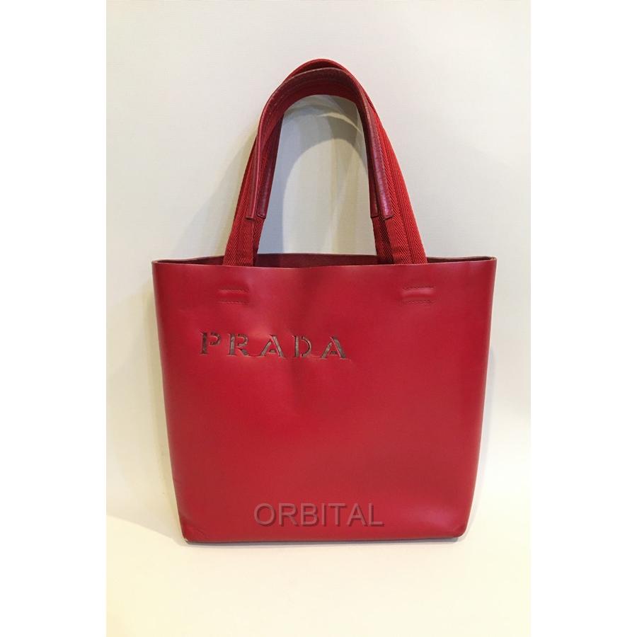 二子玉) PRADA プラダ ビンテージ パンチングロゴレザートートバッグ
