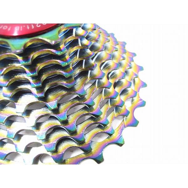 スプロケット TNI クロモリコグ シマノ11s 11-28T レインボー - 中古