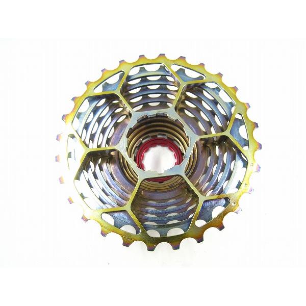 スプロケット TNI クロモリコグ シマノ11s 11-28T レインボー - 中古