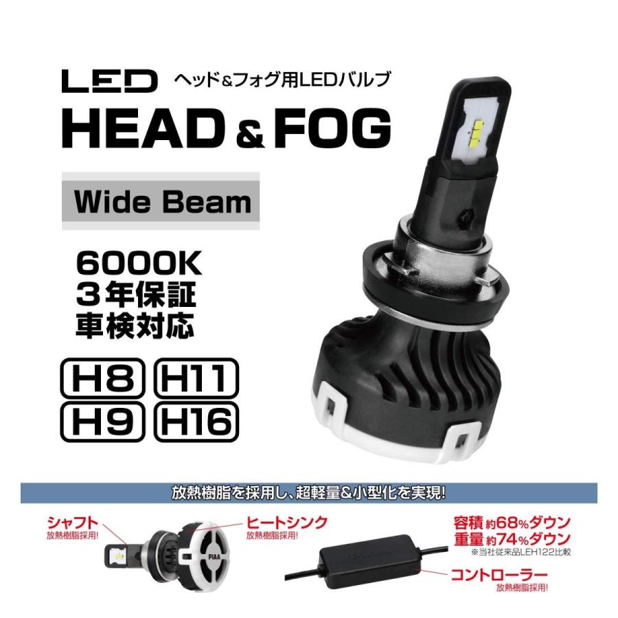 未使用 PIAA LEDヘッド&フォグバルブ LEH142 PIAA LEH142 ヘッド＆フォグライト用 LEDバルブ 6000K H8/H9/H11/H16