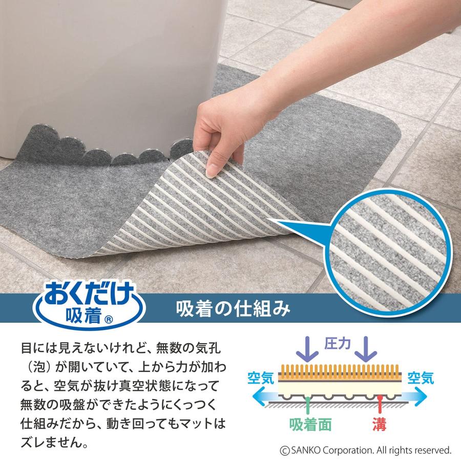 サンコー ずれない トイレマット 男性用小便器対応 床汚れ防止マット グレー 5枚入 おくだけ吸着 日本製 KH-16 巾55×奥行44cm(厚み1m｜cyopurastore｜05