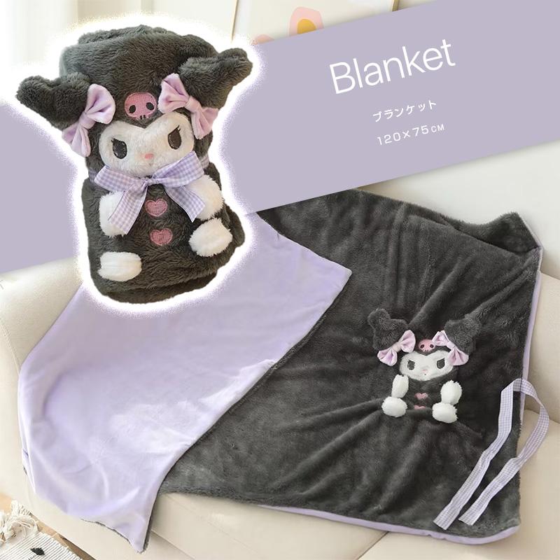 キャラクターブランケット 120x75cm 膝掛け ひざ掛け 毛布 ピンク ブラック ホワイト マイメロディ クロミ シナモロール シナモン |  | 05