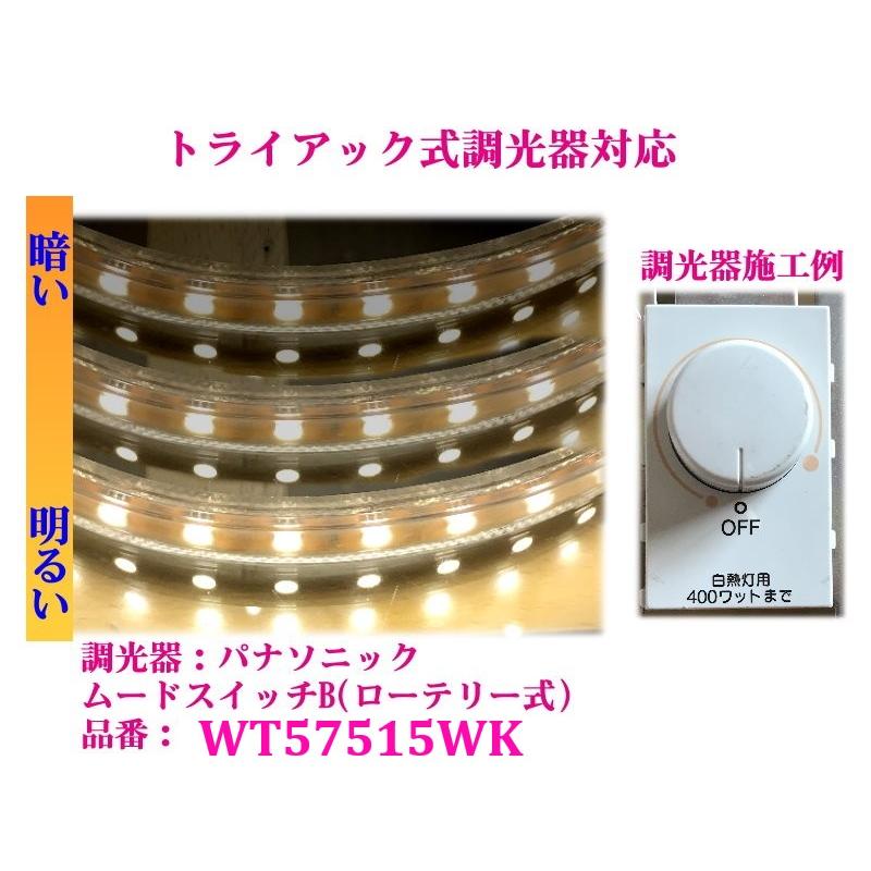 5050LEDテープライト 調光対応 屋外防水仕様 100V直結 6M 電球色 間接