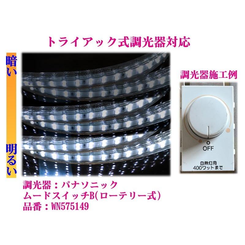 二列式 LEDテープライト 100V 5M 3色無階段調光 リモコン付 IP68 LEDテープライト 調光対応 100V 5M 昼光色 屋外防水仕様 間接照明 棚