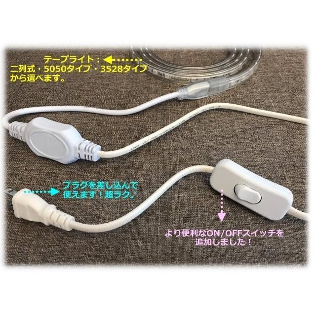 5050LEDテープライト スイッチ・コンセントプラグ付 AC100V 15M 配線工事不要 簡単便利 緑色 グリーン 間接照明 店舗照明 棚照明 CY-TPG15MS_1