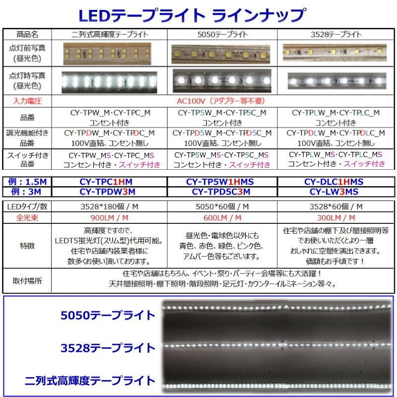 LEDテープライト スイッチ付 コンセントプラグ付 AC100V 2M 配線 LEDテープライト スイッチ付 コンセントプラグ付 AC100V 2M 配線