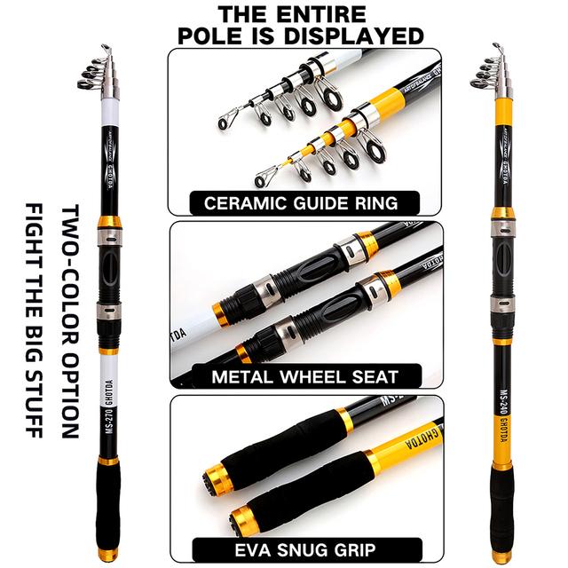 伸縮自在のスピニングフィッシングロッドとスピニングリール,2.1-3.6m,13bb｜cyukusou｜03