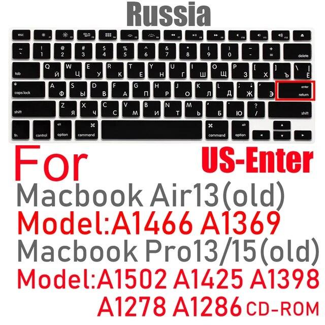 キーボードカバーeu米国ロシア語キーボードmacbook Air13 A1466 Pro13/15 A1502A1398シリコンキーボードプロテクター｜cyukusou｜21