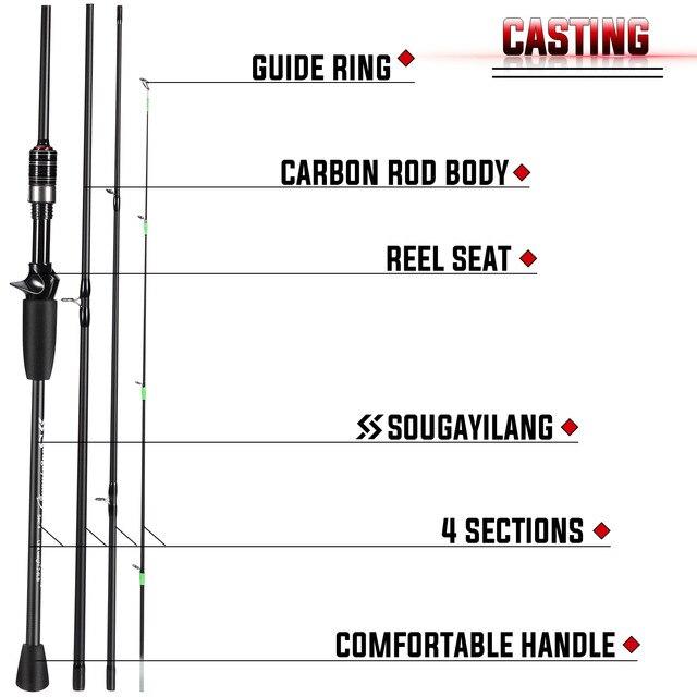Sougayilang-超軽量スピニングまたはベイトキャスティングフィッシングロッド,1.8?2.1m,カーボンファイバー,3または4セクション,EV｜cyukusou｜16