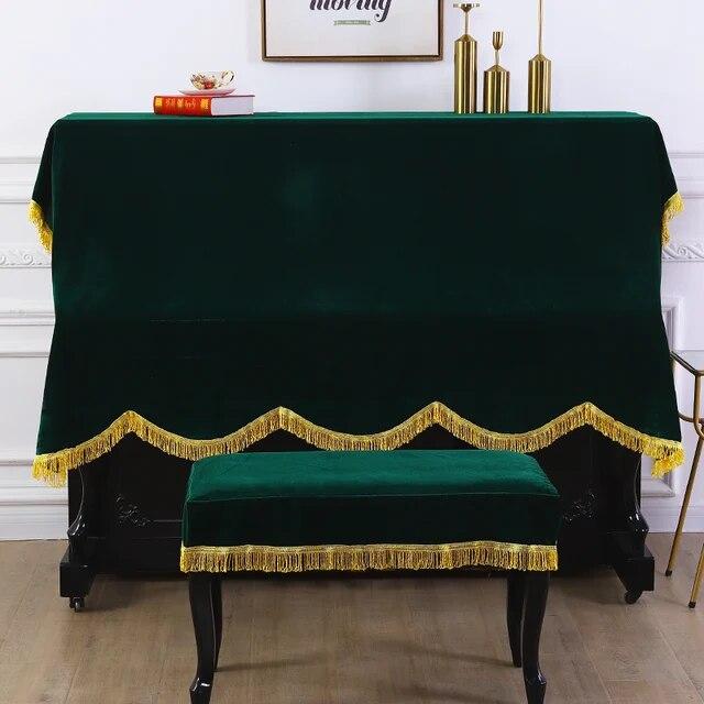 新しい赤と緑のクラシックゴールドのベルベットピアノカバーシンプルな厚手のハーフカバー生地ピアストップピアベンチダストカバー｜cyukusou｜18