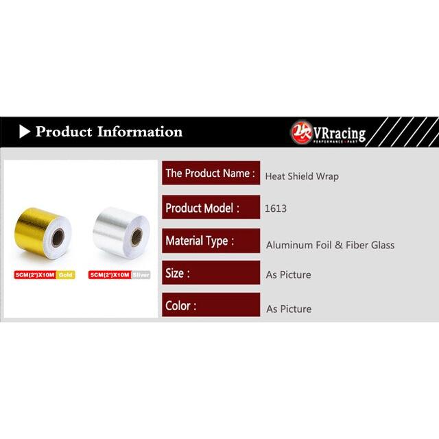 をゴールド2 &#39;&#39;10メートル熱排気テープ吸気断熱シールドラップ反射熱バリア自己粘着エンジン2インチ｜cyukusou｜09