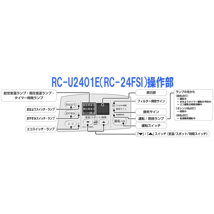 ◆2019年モノ入荷しました！送料無料！◆都市ガス用◆リンナイガスファンヒーターRC-Ｕ2401E（RC-24FSI）2.4kwタイプ　 木造７畳〜鉄筋９畳向け