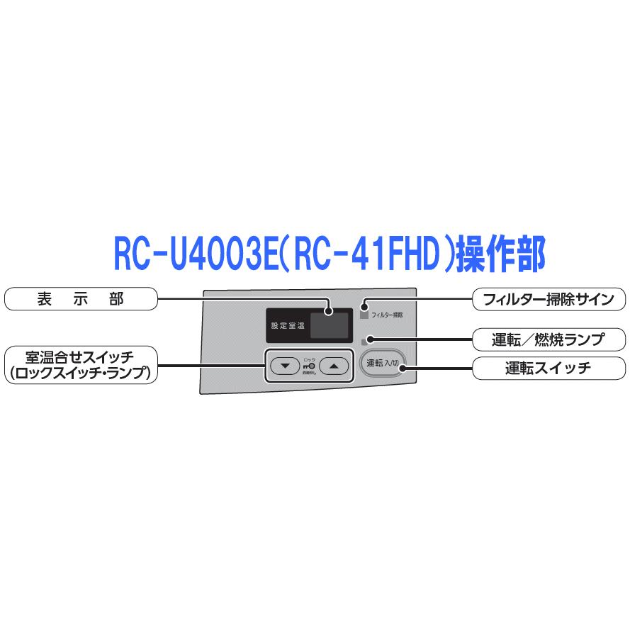 ◆完売しました！2019年製　送料無料！◆都市ガス用◆【タイマー無し！】ガスファンヒーターRC-U4003E（RC-41FHD）4.1kwタイプ　木造11〜鉄筋15畳向け｜cyukyogas｜02