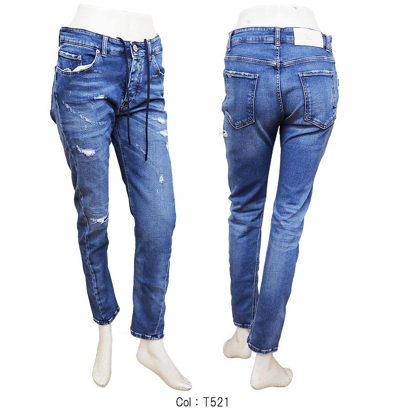 P.M.D.S. ピーエムディーエス デニム ジーンズ BARRET JEANS ダメージ加工 バレット ボタンフライ ドローコード メンズ カジュアル f25j3527 pmdsの画像