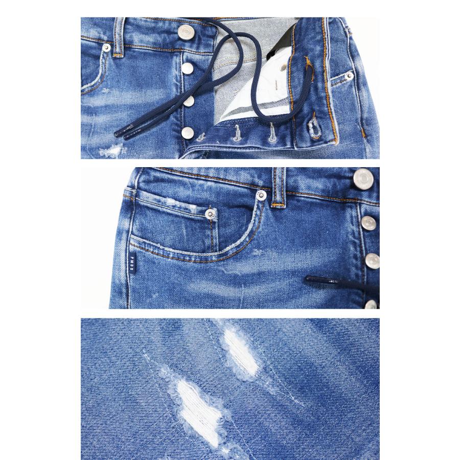 P.M.D.S. ピーエムディーエス デニム ジーンズ BARRET JEANS ダメージ加工 バレット ボタンフライ ドローコード メンズ カジュアル f25j3527 pmdsの画像