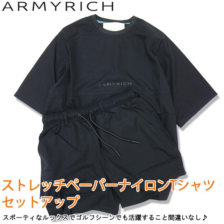 ARMYRICH アーミーリッチ オーバーサイズTシャツセットアップ 半袖 軽量 伸縮性 短パン ショートパンツ 上下セット SETUP ...