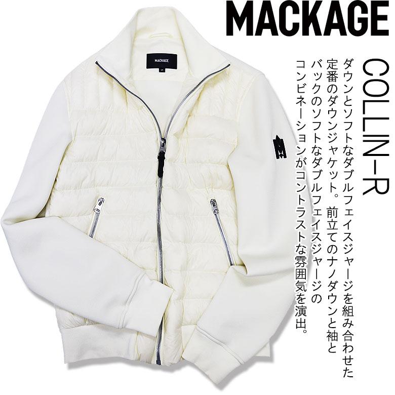 MACKAGE マッカージュ ダウンジャケット コンビダウン COLLIN-R インナーダウン ロゴパッチ ナノダウン メンズ ロングシーズン 贅沢の画像