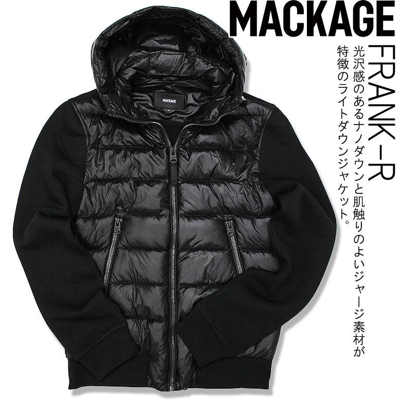 MACKAGE マッカージュ ライトダウンジャケット コンビダウン FRANK-R インナーダウン ロゴパッチ 光沢感 メンズ ロングシーズン 高級の画像